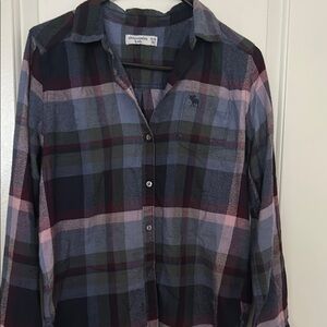 Abercrombie Kids blue and purple Casual Button Down Shirt, long sleeve